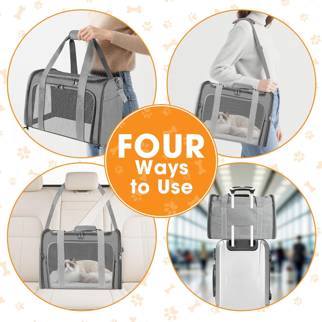 Transporttasche Katze und Hund, 45x30x30 cm Transportbox Katze, Katzentransporttasche Faltbar und At