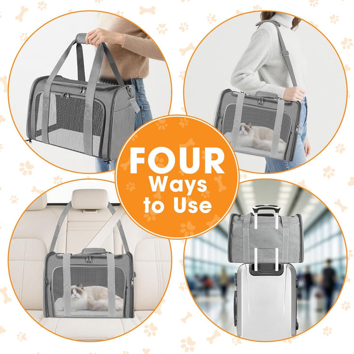 Transporttasche Katze und Hund, 45x30x30 cm Transportbox Katze, Katzentransporttasche Faltbar und At