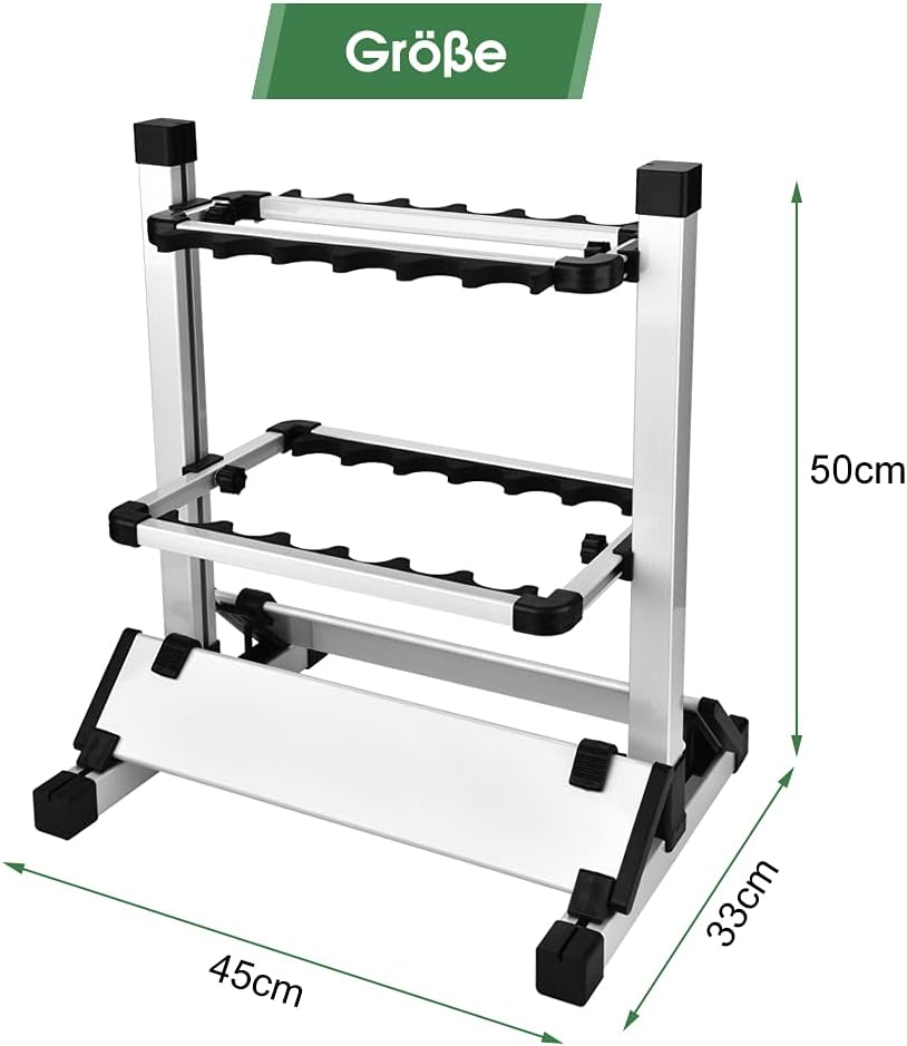 Wakects Leichter Angelrutenständer, Fishing Rod Storage Rack für 12 Ruten, 44,5 x 50 x 32,5 cm, Schw