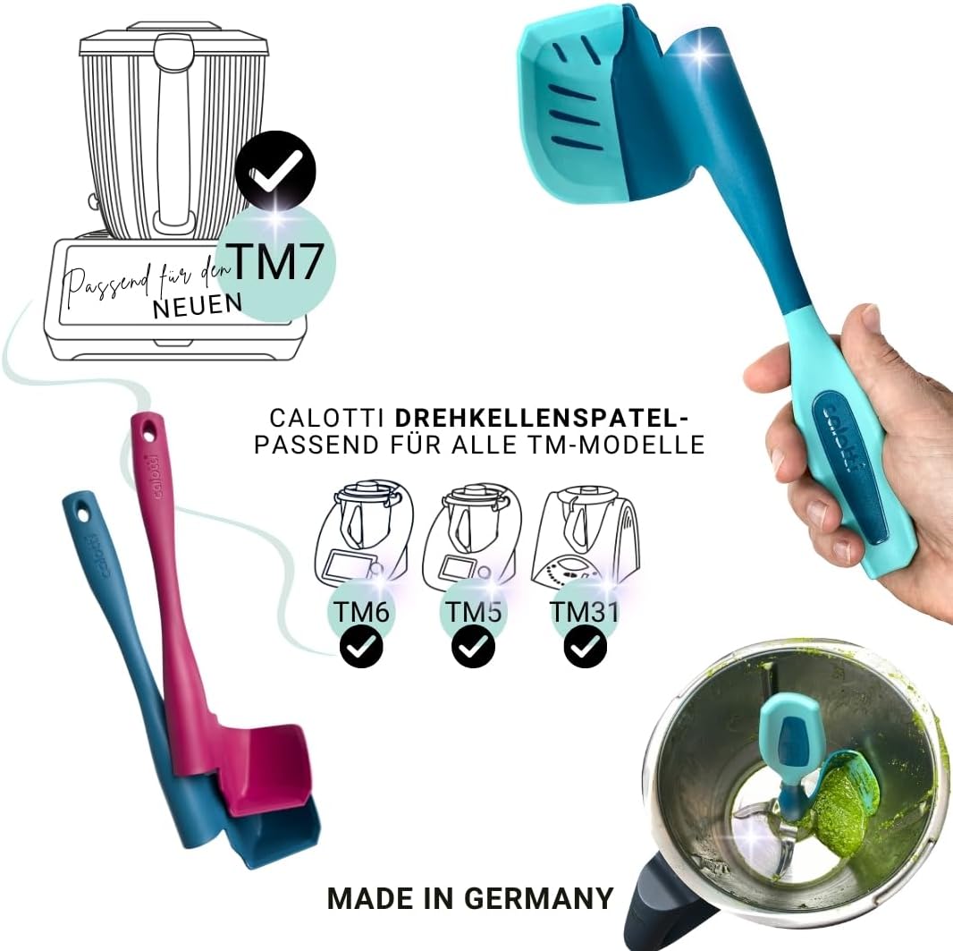 Calotti® Drehkellenspatel Silikon +, für Thermomix® TM6®,TM5® und TM31®. Einfaches Aufnehmen von Mix