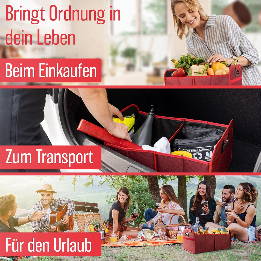 HELDENWERK Kofferraumtasche faltbar mit Anti-Rutsch-Klett - Kofferraum-Organizer, Auto Faltbox, Eink