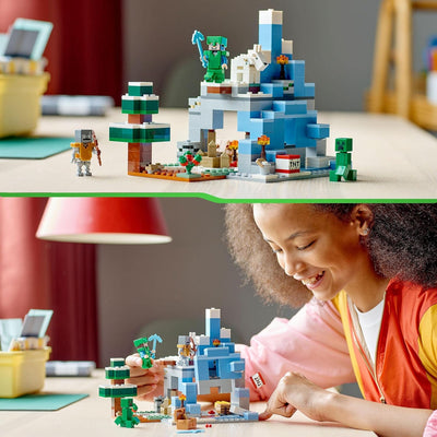 LEGO 21243 Minecraft Die Vereisten Gipfel, Set mit Steve-, Creeper- und Ziegen-Figuren, eisiges Biom