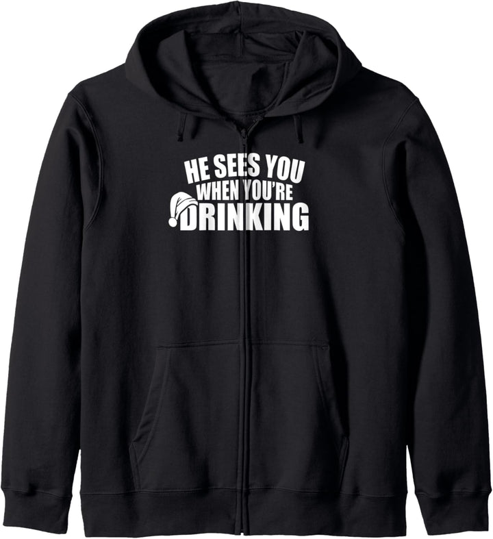 Funny Drinking Santa Matching Party Group Christmas Pajamas Kapuzenjacke