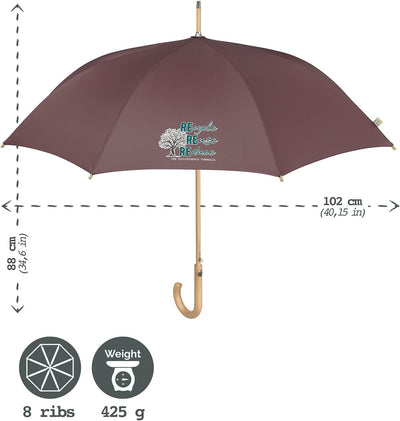 PERLETTI Green Regenschirm Gross Ökologisch Damen - Regen Stockschirm Automatik Eco Naturverbunden U