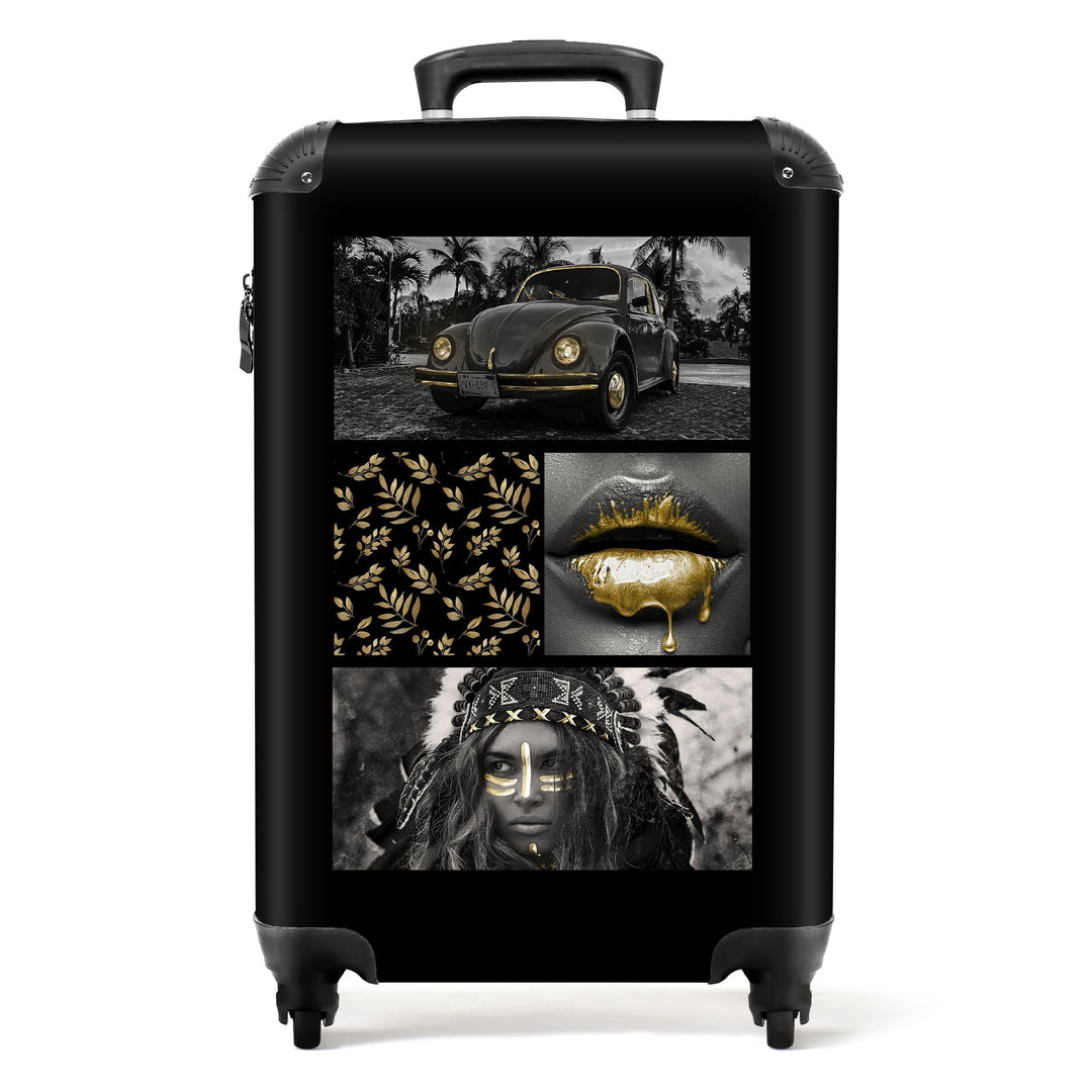 NoBoringSuitcases.com® Koffer Handgepäck Trolley Rollkoffer Kleine Reisekoffer mit 4 Rollen - Collag