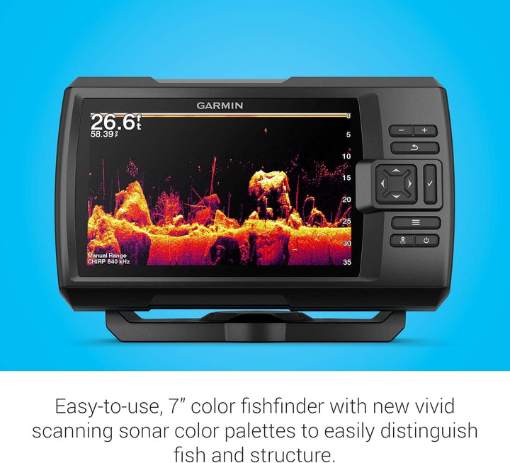 Garmin Striker Vivid 7cv, Easy-to-Use 7-inch Color Fishfinder and Sonar Transducer, Vivid Scanning S