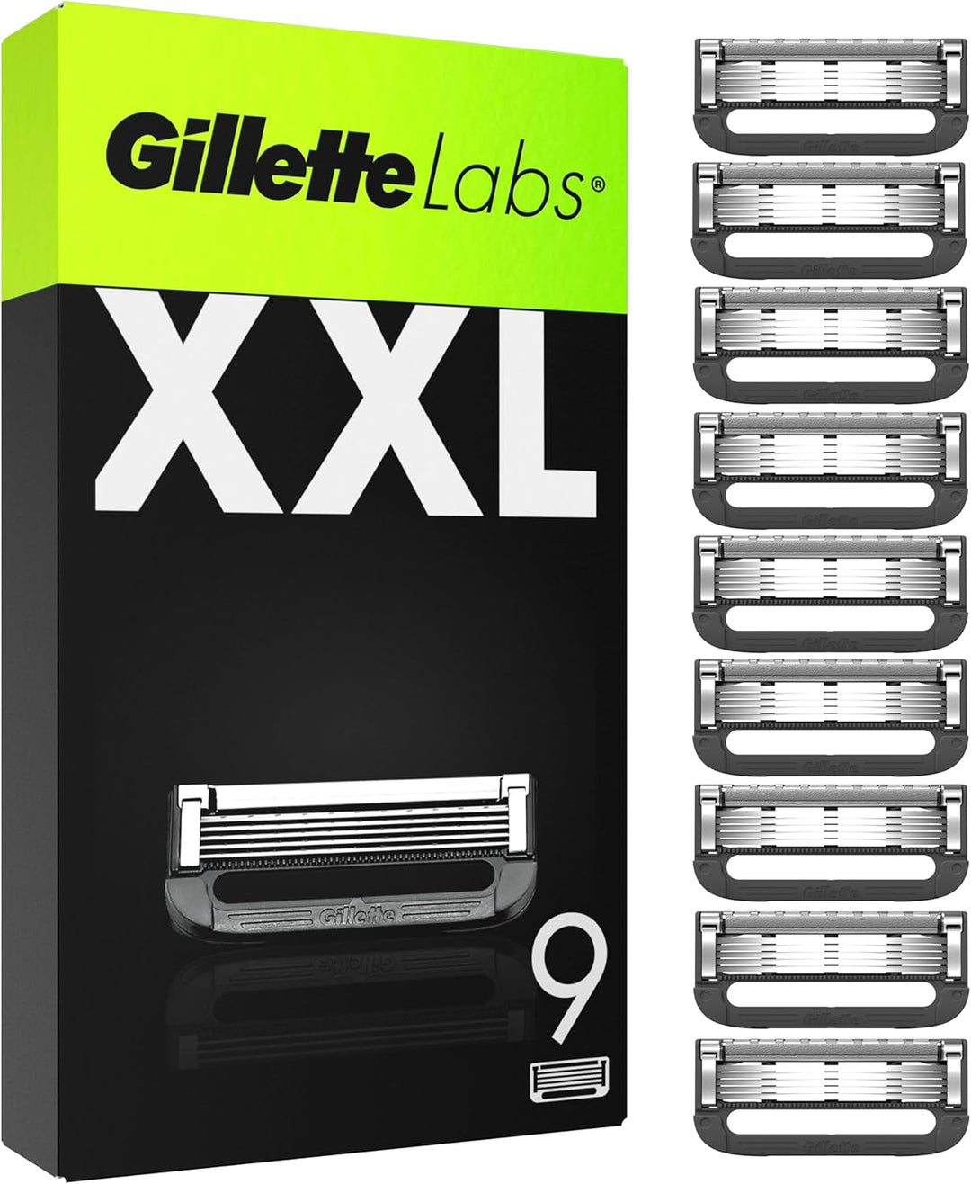 Gillette Labs Rasierklingen, 9 Ersatzklingen für Nassrasierer Herren und Heated Razor mit Reinigungs