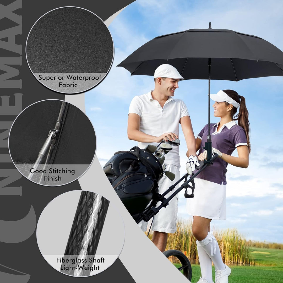 NINEMAX Regenschirm Gross Sturmfest,Golf Stockschirm Automatik Auf,L/XL/XXL Regenschirm für Herren D