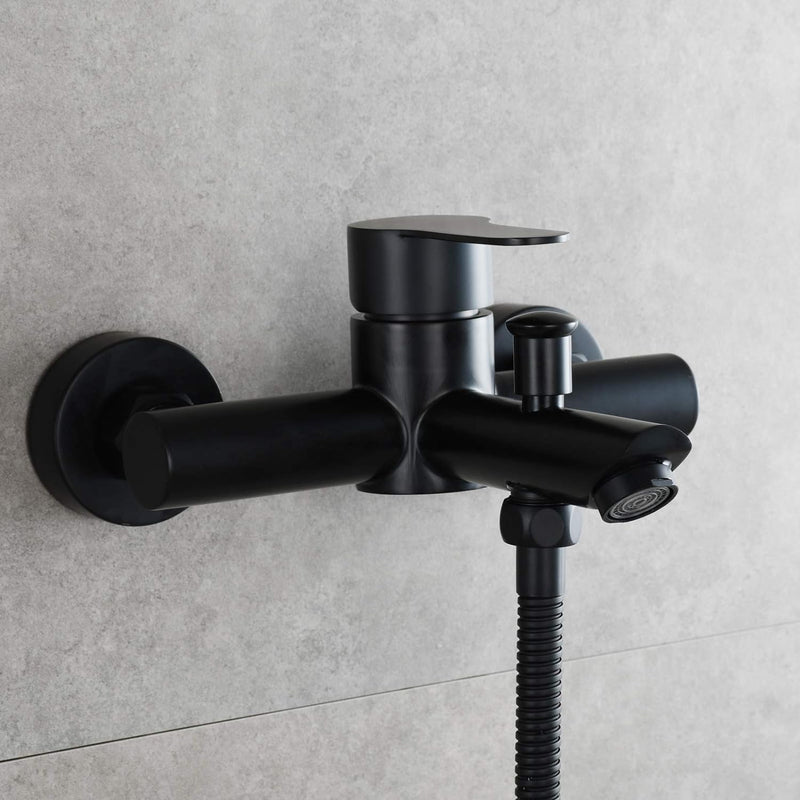 Tecmolog Badarmaturen Einhand Brausebatterie Edelstahl Badewanne Wasserhahn Duscharmatur Schwarz Auf