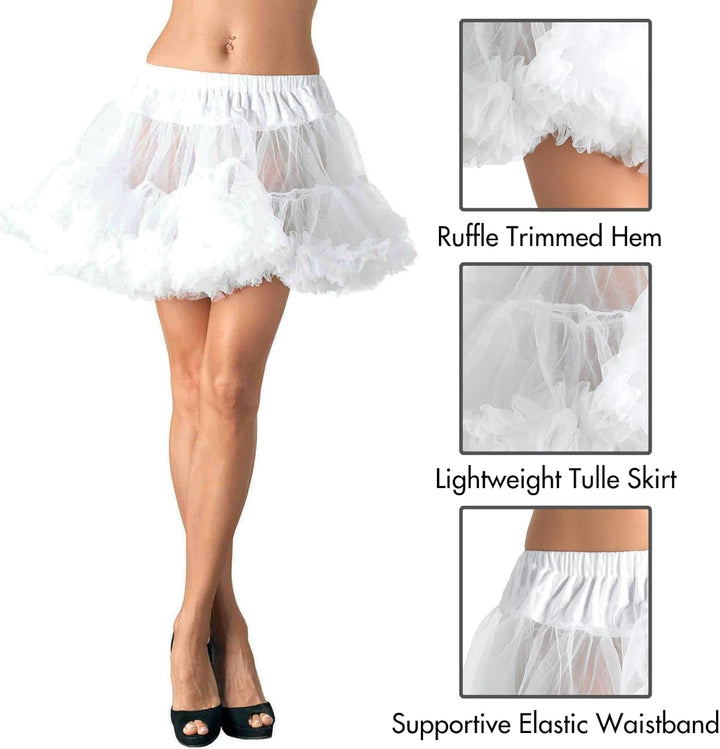 LEG AVENUE 8990X - Petticoat weiss Kostüm Damen Karneval, Übergrosse (EUR 46-50), Weiss