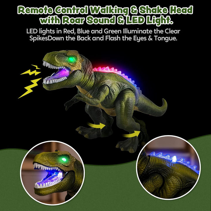 JOYIN Kinder LED Ferngesteuertes Dinosaurier Spielzeug, Elektronik T-Rex Dino Spielzeug mit Gehen, B