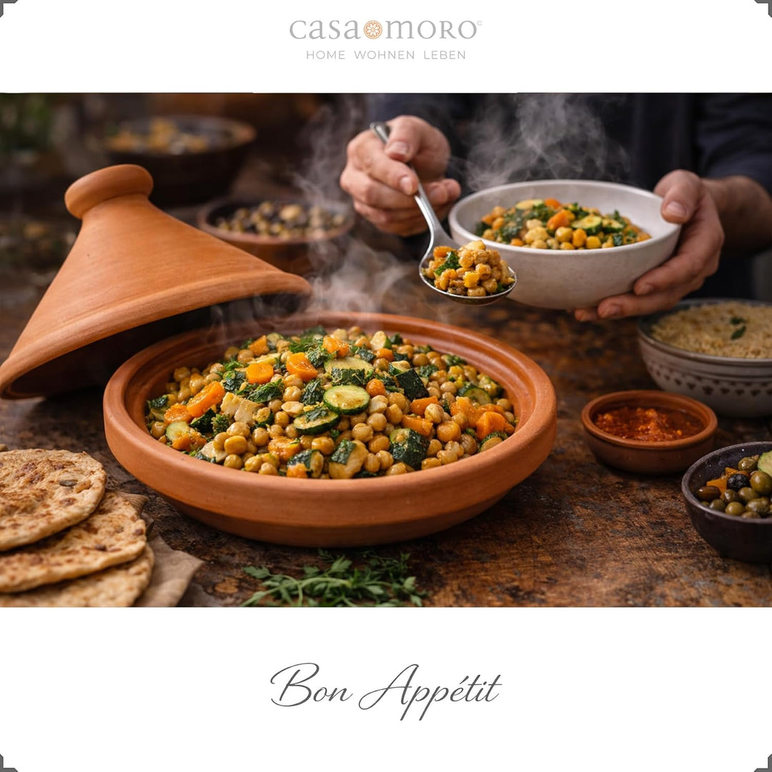 Schmortopf aus Ton – Marokkanische Tajine Ø 30 cm Kochen für 3-4 Personen | Tagine unglasierter Gart
