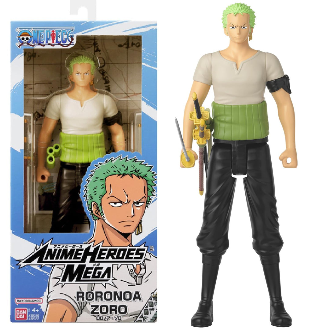 BANDAI – Anime Heroes – One Piece – Anime Heroes Mega Figur 30 cm Zorro – Grosse bewegliche Figur –