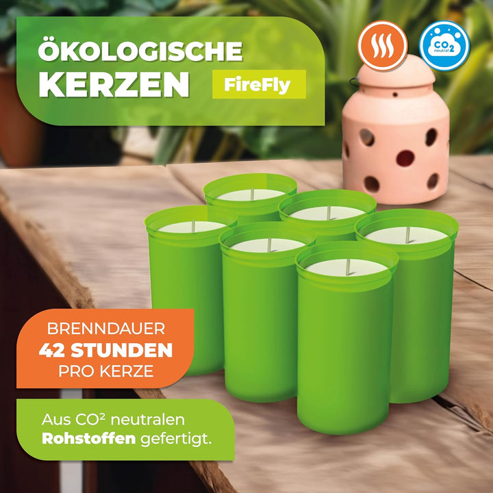 Bio Green 6er-Set Ökologische Kerzen aus Biomasse für Frostwächter „Firefly“ | ca. 42 Stunden Brennd