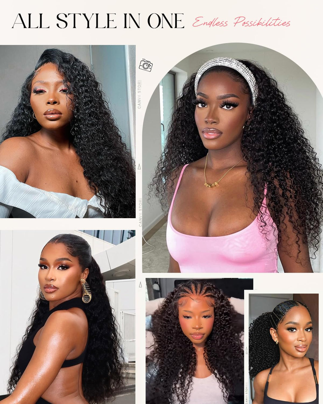 Tunfine Curly Half Wig Echthaar perücke 200 Dichte Water Wave 3 in 1 Seamless Flip Over Wigs Perücke