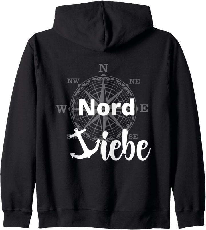 Ich Liebe den Norden lustiger Spruch mit Anker Shirt Nordsee Kapuzenjacke