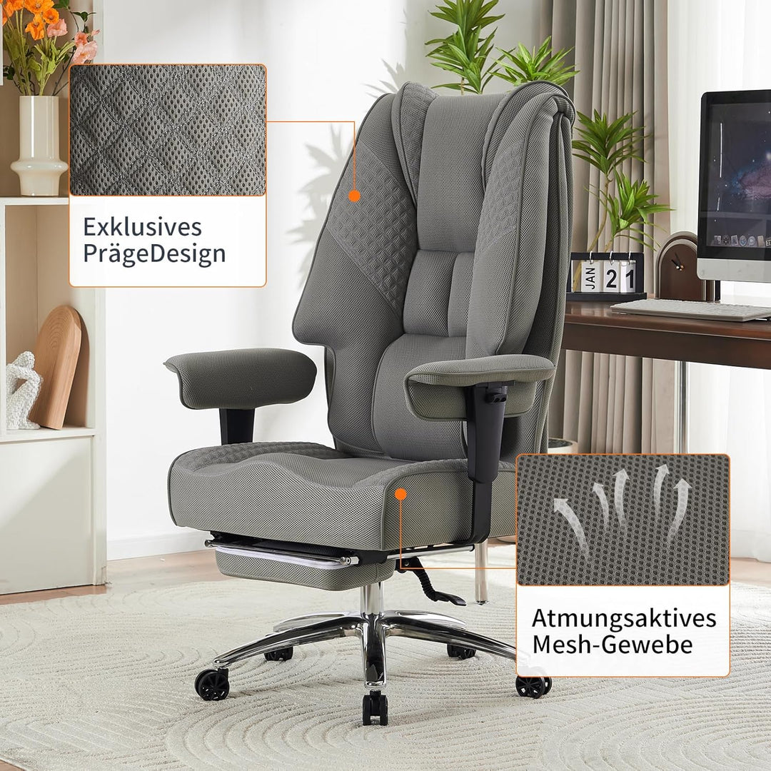 Ergonomischer Mesh-Bürostuhl – Executive Drehstuhl mit verstellbaren Armlehnen, Formschaum- & Tasche