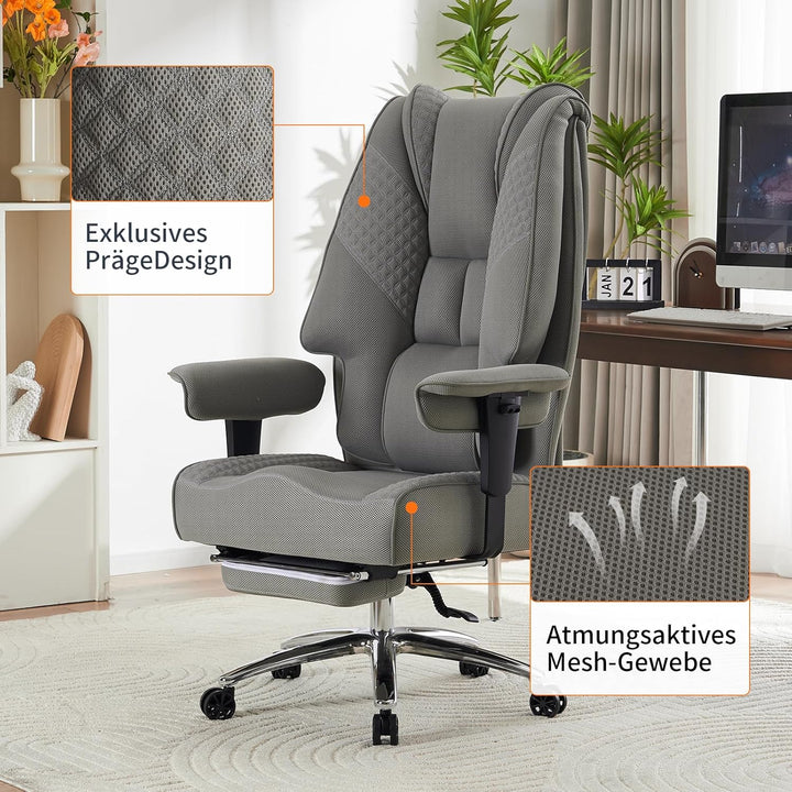 Ergonomischer Mesh-Bürostuhl – Executive Drehstuhl mit verstellbaren Armlehnen, Formschaum- & Tasche