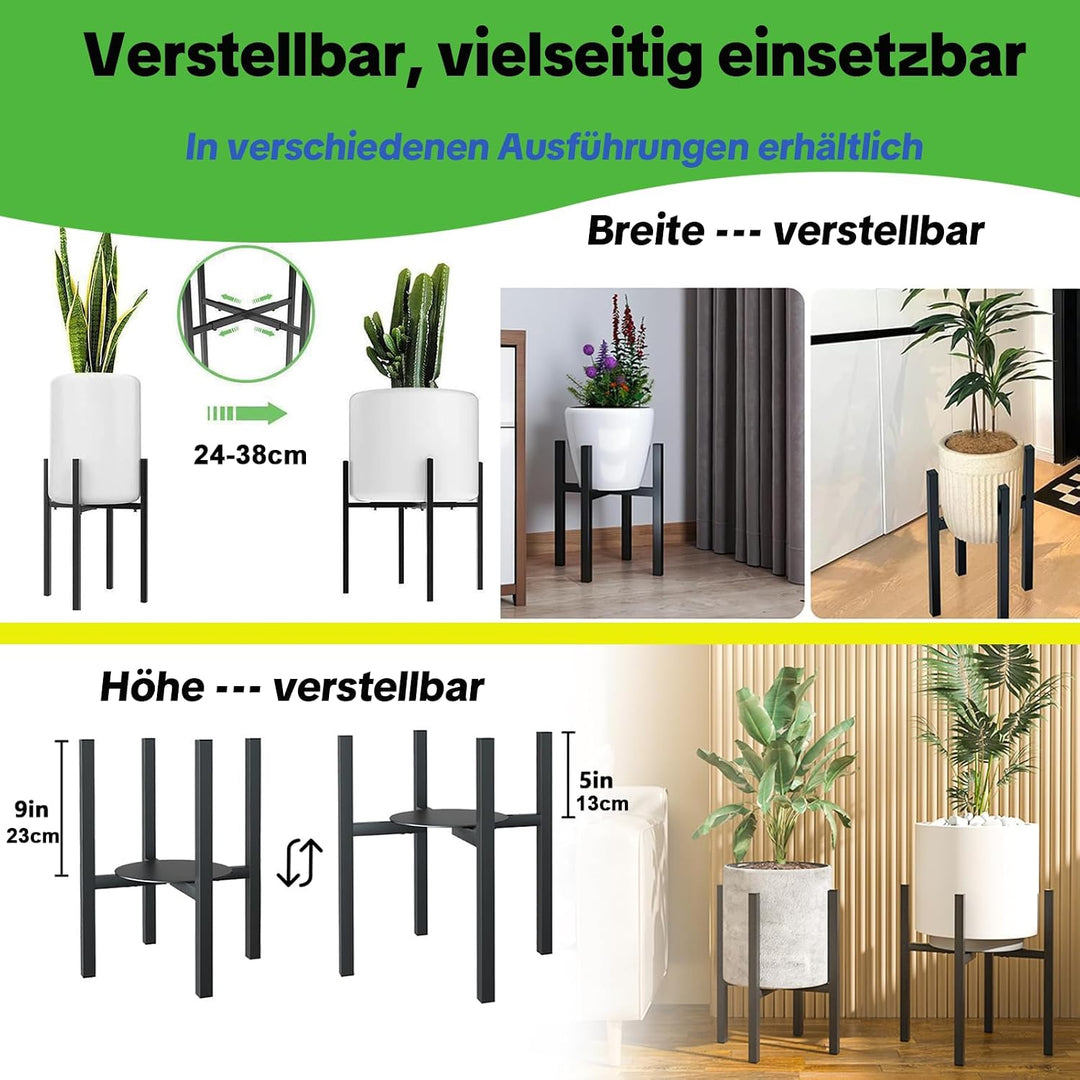Verstellbarer Blumenständer metall 24–38cm,Pflanzenständer mit Tablett 12cm