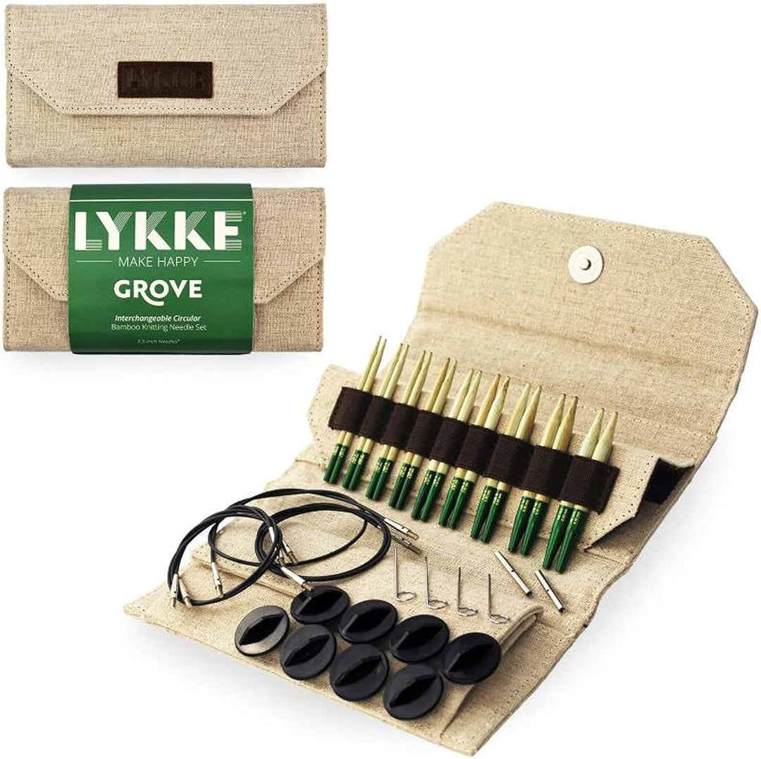 Grove Lykke Stricknadel-Set mit auswechselbarem Rundstricknadeln, 8,9 cm, Beige