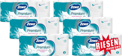 Zewa Premium 5-lagiges Toilettenpapier Jumbo 6er Pack - 6x 8 Rollen à 110 Blatt Weiss 8 x 110, Weiss