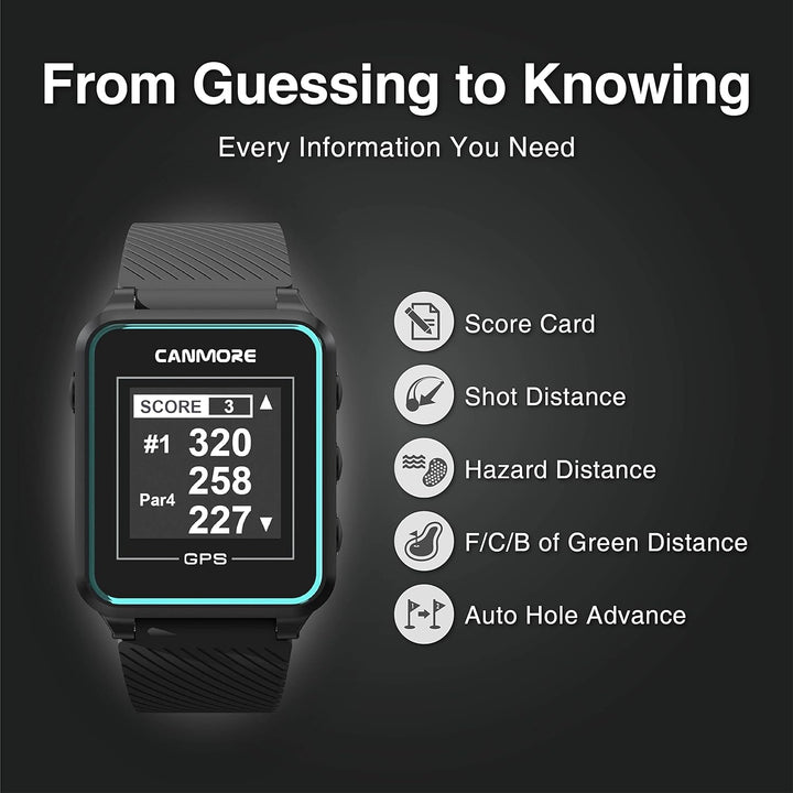 Canmore TW353 Golf-GPS-Uhr, kontrastreiches LCD-Display, leichtes Golfzubehör, grün, Grün