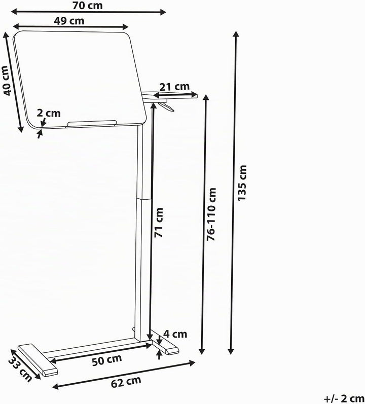 Beliani Laptoptisch höhenverstellbar 70 x 40 cm hellgrün modern Homeoffice Büro Schola