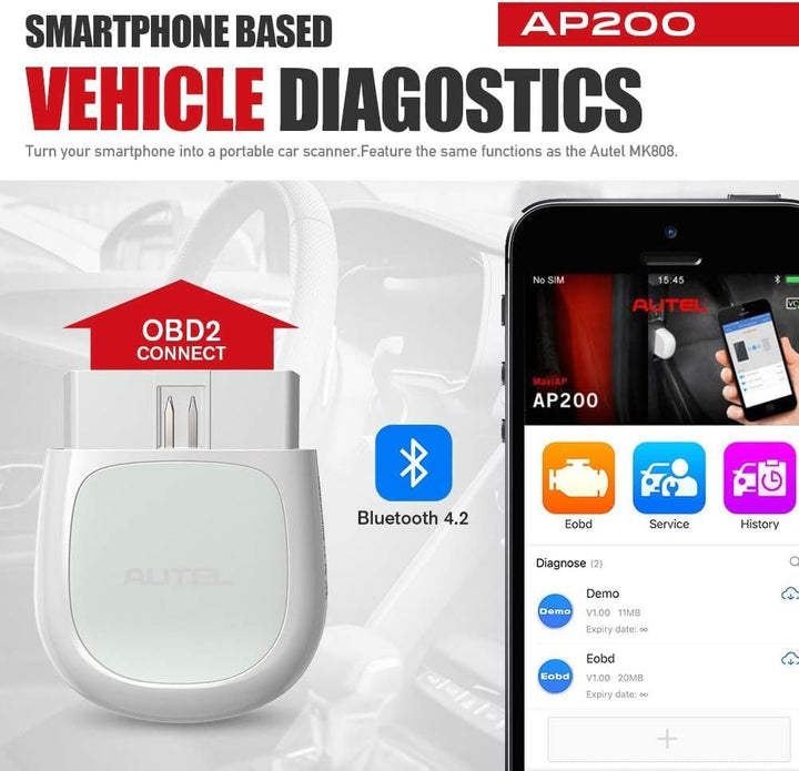 Autel Bluetooth obd2 AP200,Fehlercode von alle System auslesen,Reset für Öl SAS EPB DPF BMS usw, OBD