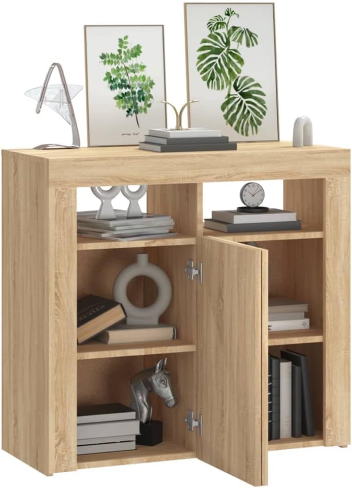 SKM Sideboard mit LED-Leuchten Sonoma-Eiche 80x35x75 cm, Weight: 28.65 kg, 804331