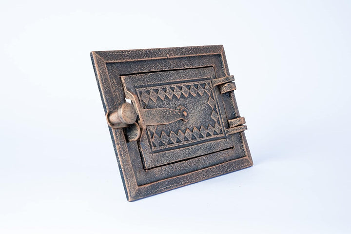 Euro Sezam - Kupfer Ofentür aus Gusseisen - Massive dicke Ofentür - Pizzaofentür - DZ067 - Einzeltür