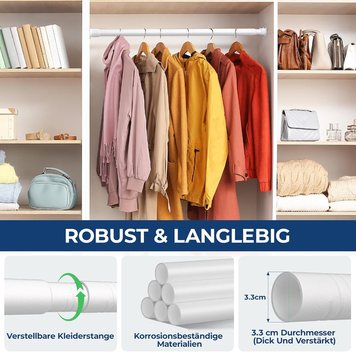 Mavivegue Kleiderstange Schrank, 42–106CM Kleiderstange Ausziehbar, Kleiderstange Wandmontage 32mm,