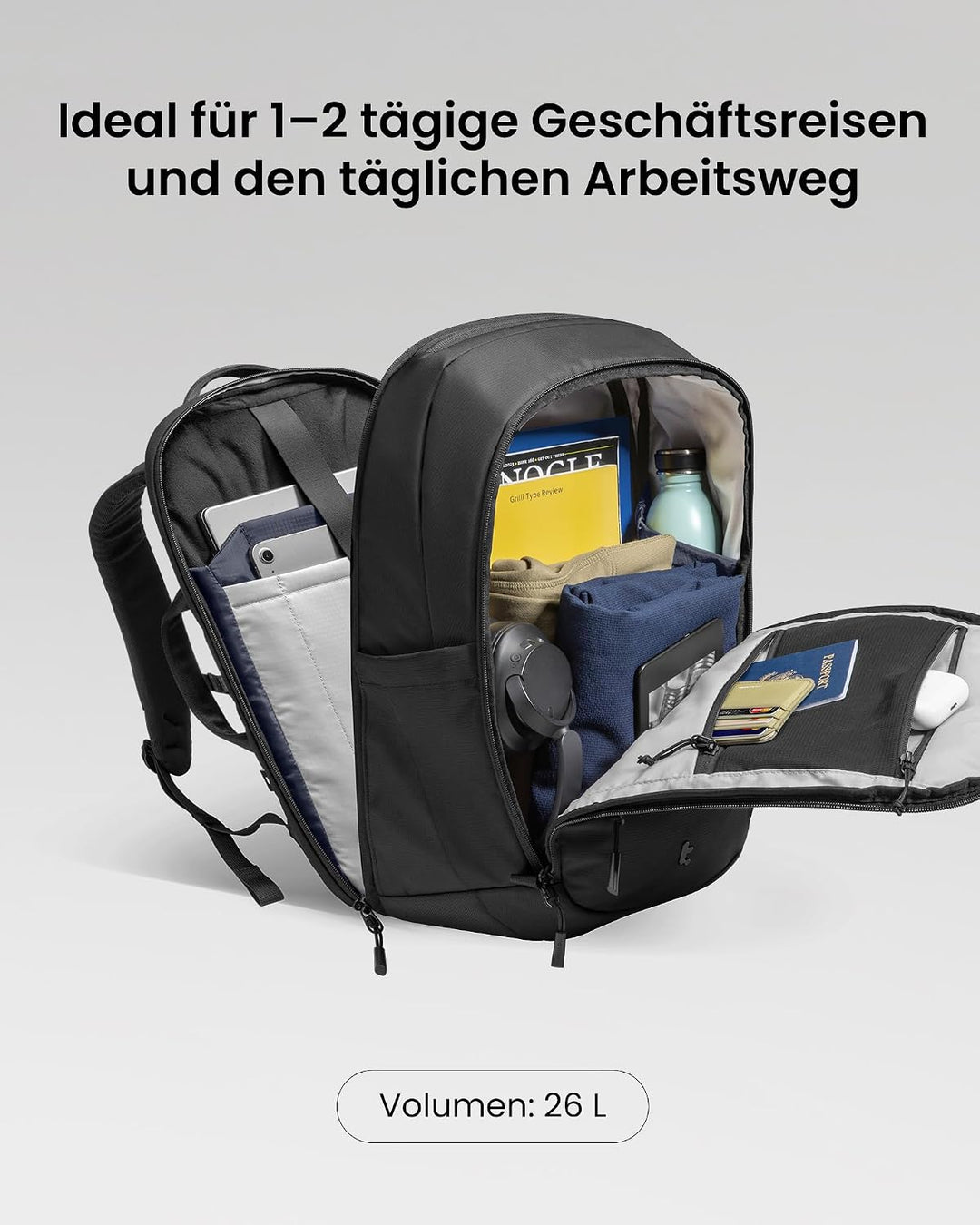 tomtoc Laptop Rucksack 26L, Business Rucksack Herren Damen mit Laptopfach für 15,6-16 Zoll Notebook,