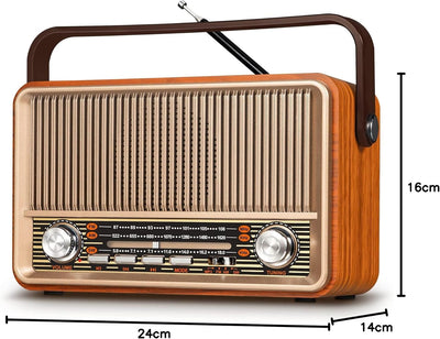 PRUNUS J-120 AM/FM/SW Retro Radio Klein, Kofferradio mit 1800mAh Akku, oder AC-Strom, Küchenradio No