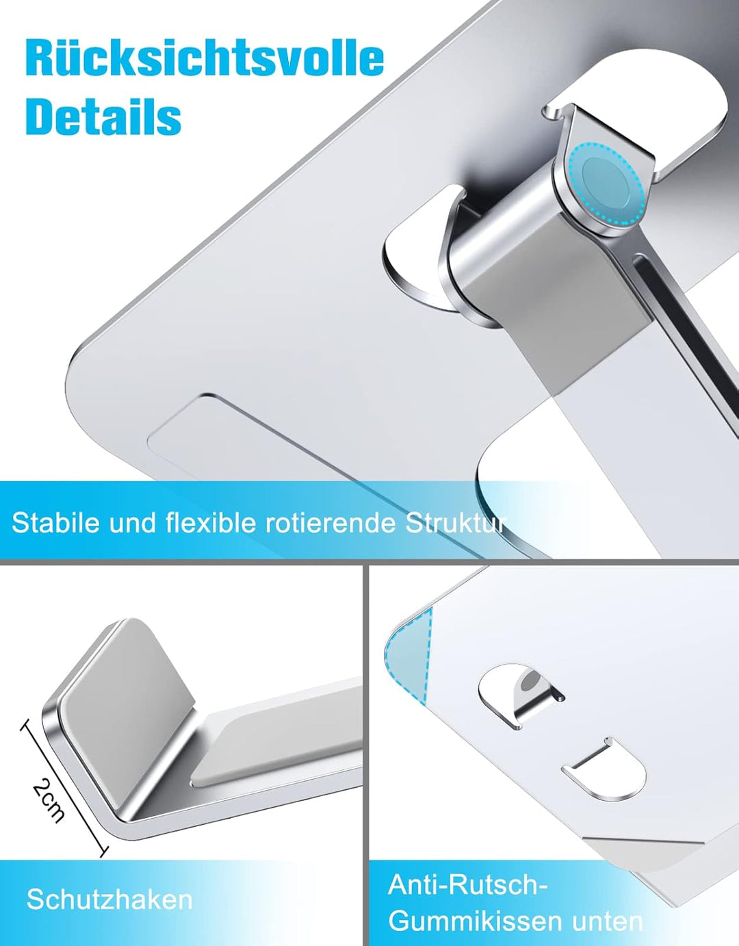 Babacom Laptop Ständer Höhenverstellbar, Faltbarer Laptop Stand aus Aluminiumlegierung Ergonomischer