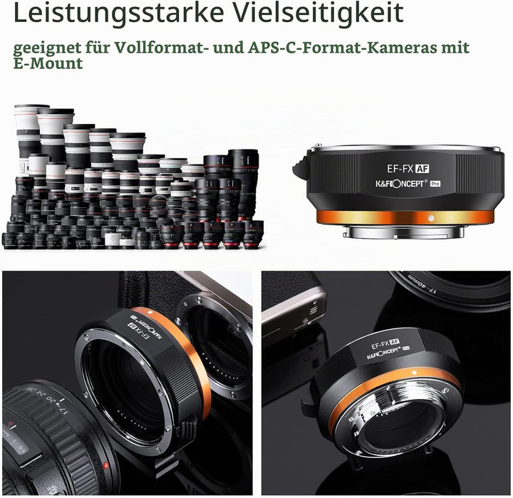K&amp;F Concept EF/EF-S auf FX elektronischer Objektivadapter, Autofokus Objektivadapterring kompatibel