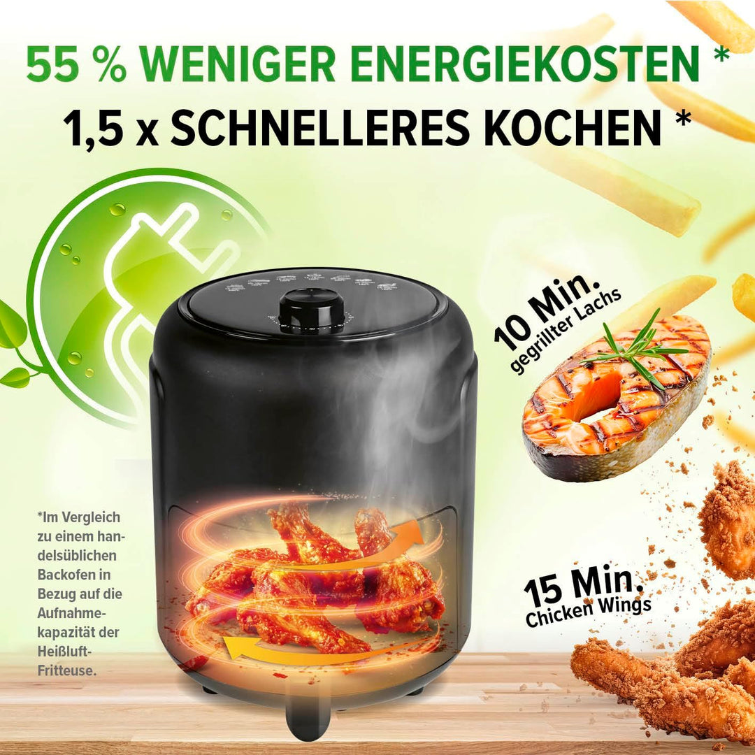 GOURMETmaxx Heissluftfritteuse 2,3L | Airfryer mit 60 Minuten Timer und 9 Funktionen inkl. Vorheizen