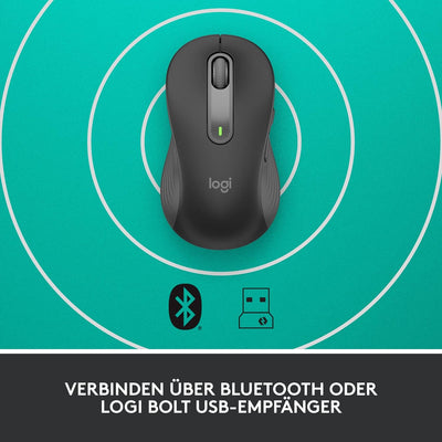 Logitech Signature M650 L Left Kabellose Maus - für grosse linke Hände, Leise Klicks, Anpassbare Sei