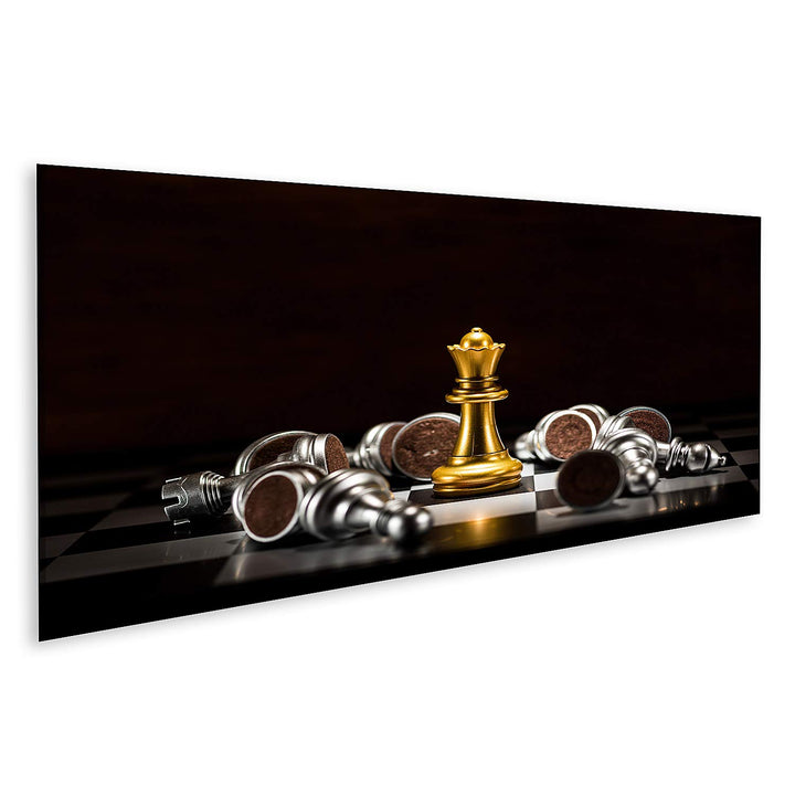 islandburner Bild auf Leinwand Gold Königin Schach Schwarzer Hintergrund Bilder Wandbilder Poster Le