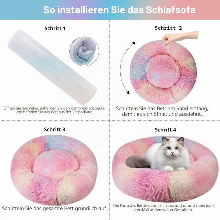 Nisrada Katzenbetten für Indoor-Katzen, 50cm, Hundebett für kleine Melium-grosse Hunde, waschbares,