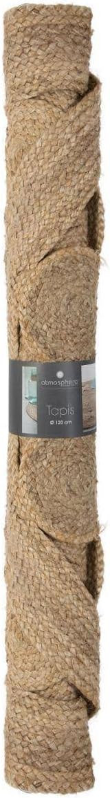 Jute Wind durchbrochener Teppich D120 D. 120 cm Beige, D. 120 cm Beige