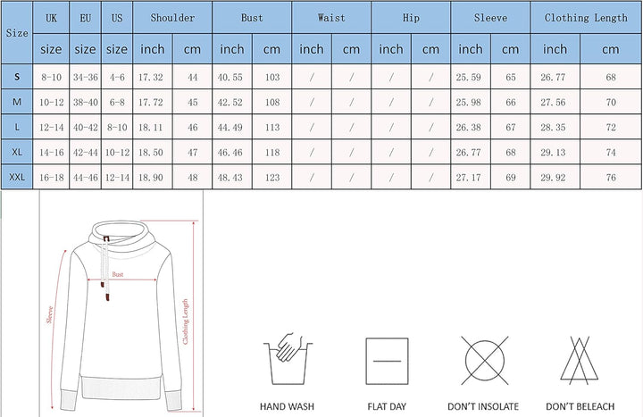 Cassiecy Damen Kapuzenpullover Winter Langarm Hoodie Pullover Baumwoll Casual Sweatshirt Winterjacke
