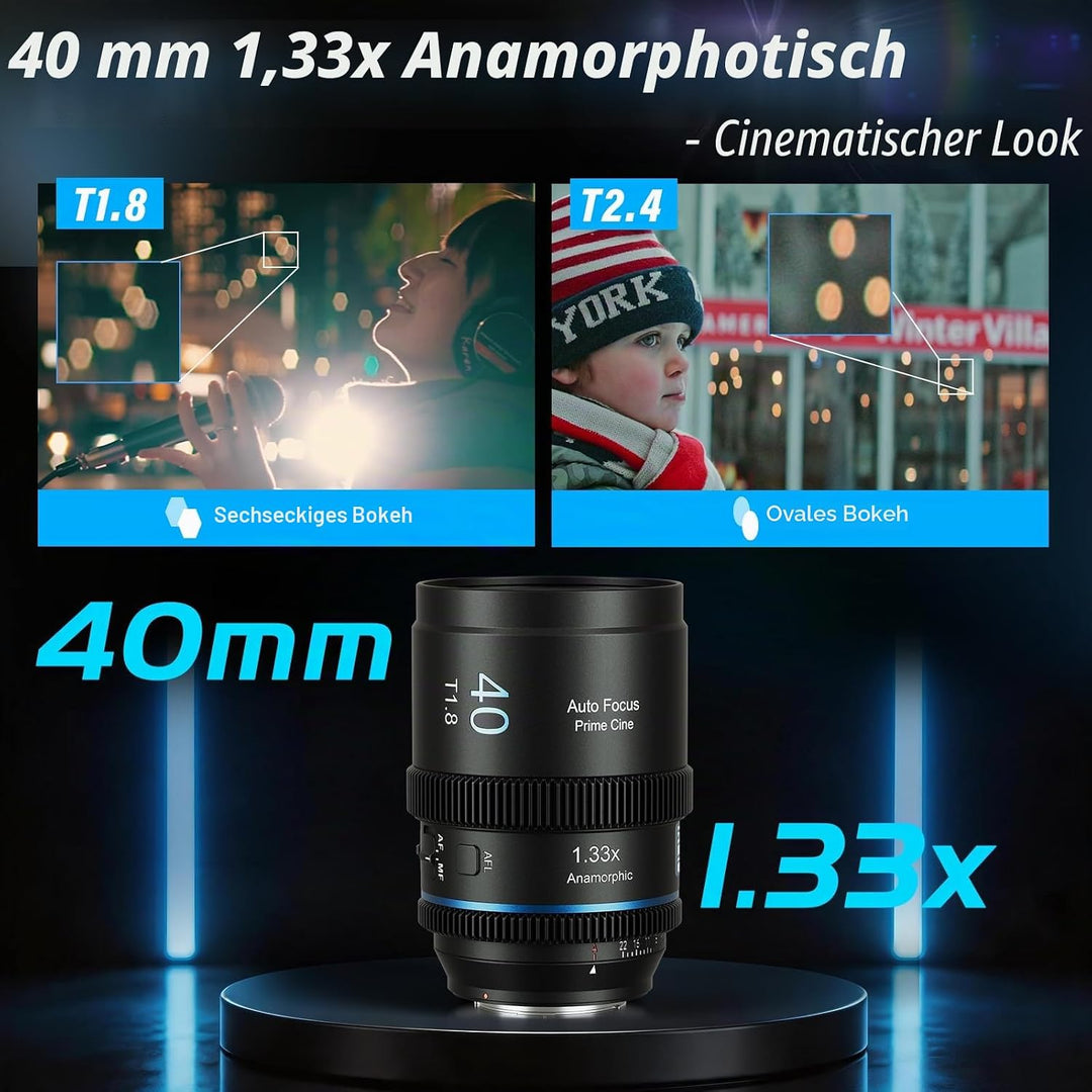 SIRUI 40mm T1.8 1.33X Anamorphotisches Objektiv, S35 Autofokus-Objektiv für Z-Mount-Kameras, Z5, Z50