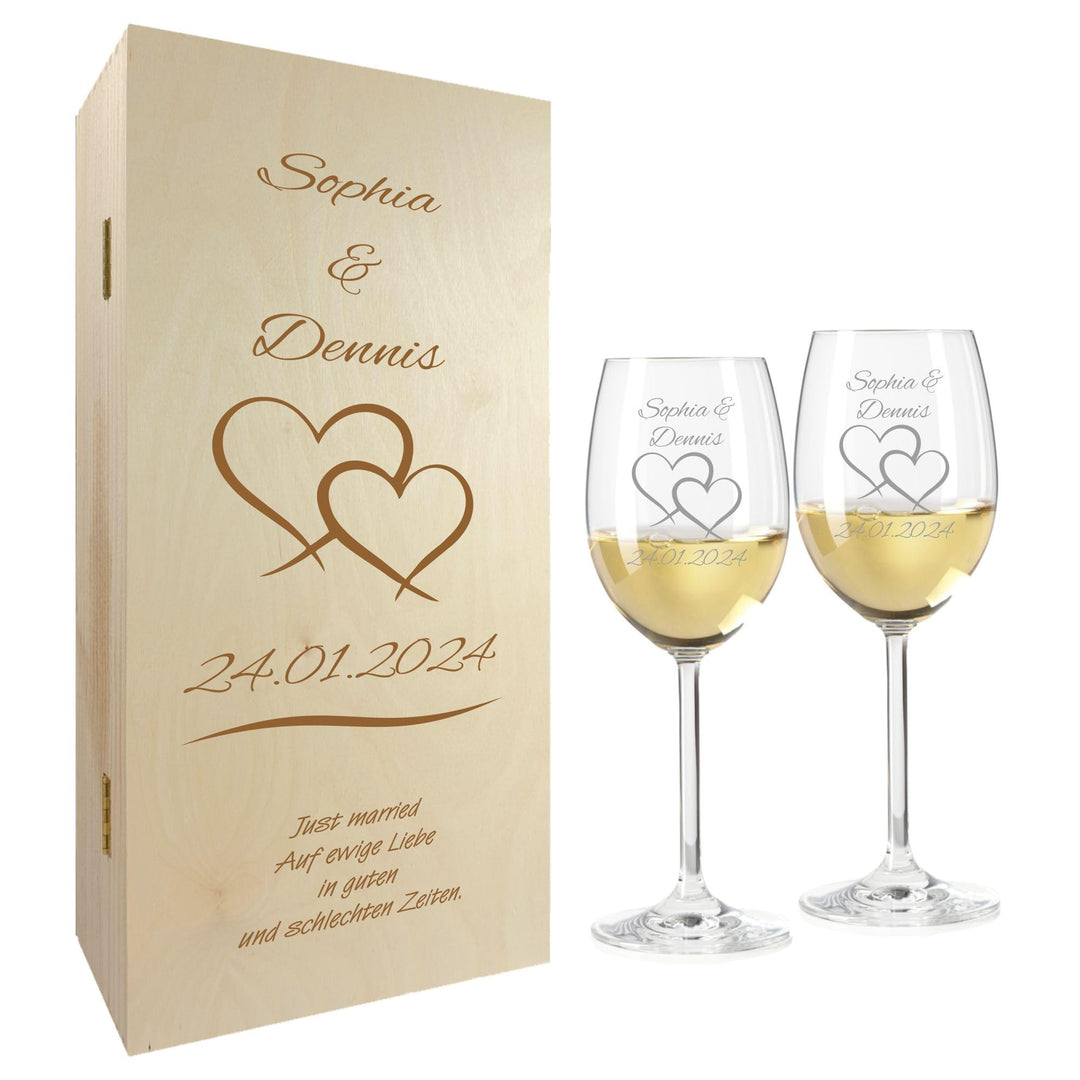 Geschenk zum Valentinstag – Wein Geschenksets – Weinglas mit Gravur 370ml – Hochzeitsgeschenke – Ges