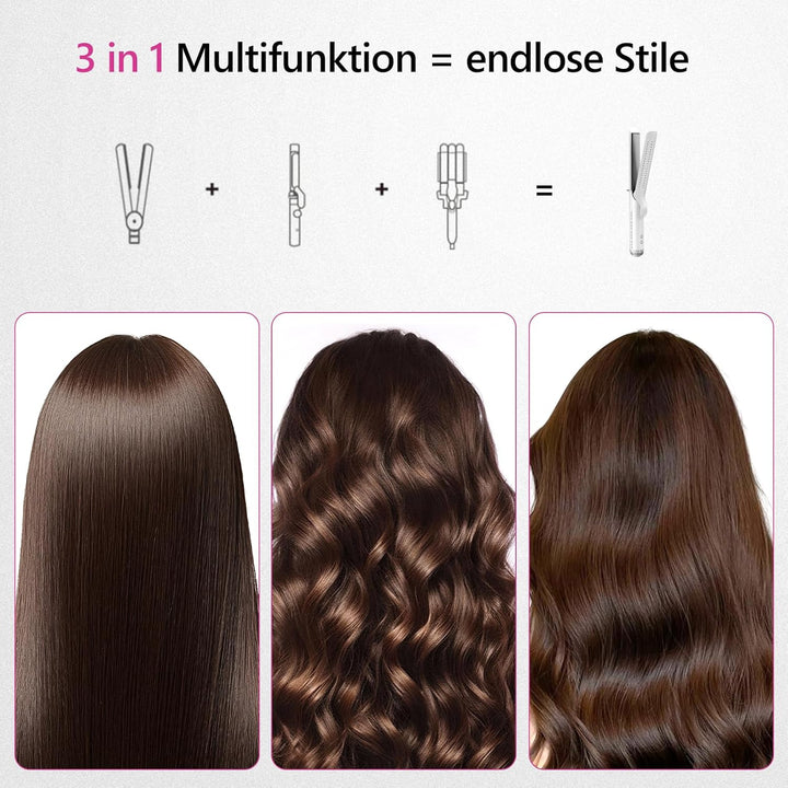 Glätteisen Locken und Glätten, 2-in-1 Haarglätter und Lockenstab mit Lüftungsschlitz, Haarglätter mi