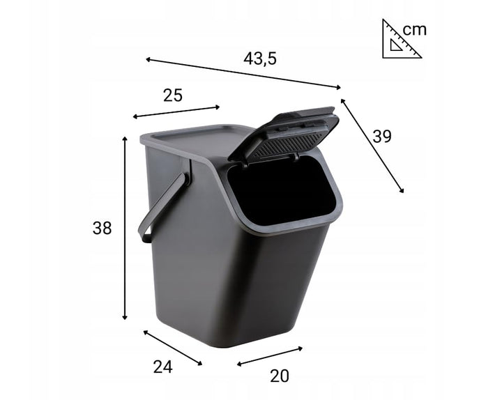 Go Practic Set Mülleimer und Bioaktivkohlefilter Stapelbox Klick-Deckel Abfalltrennsystem Küche Müll