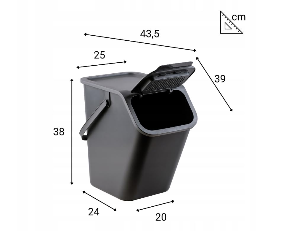 4-er Set Mülleimer und 4-Pack Bioaktivkohlefilter Stapelbox Klick-Deckel Abfalltrennsystem Küche Mül