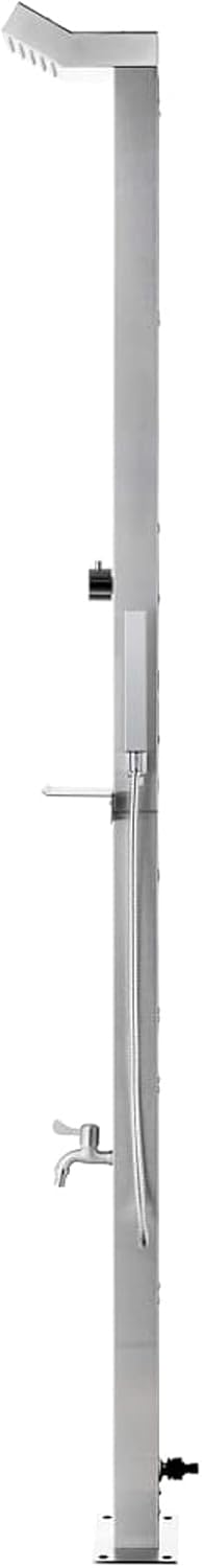 Gartendusche mit Brauner Bodenplatte 225 cm Edelstahl Outdoor Dusche Campingdusche