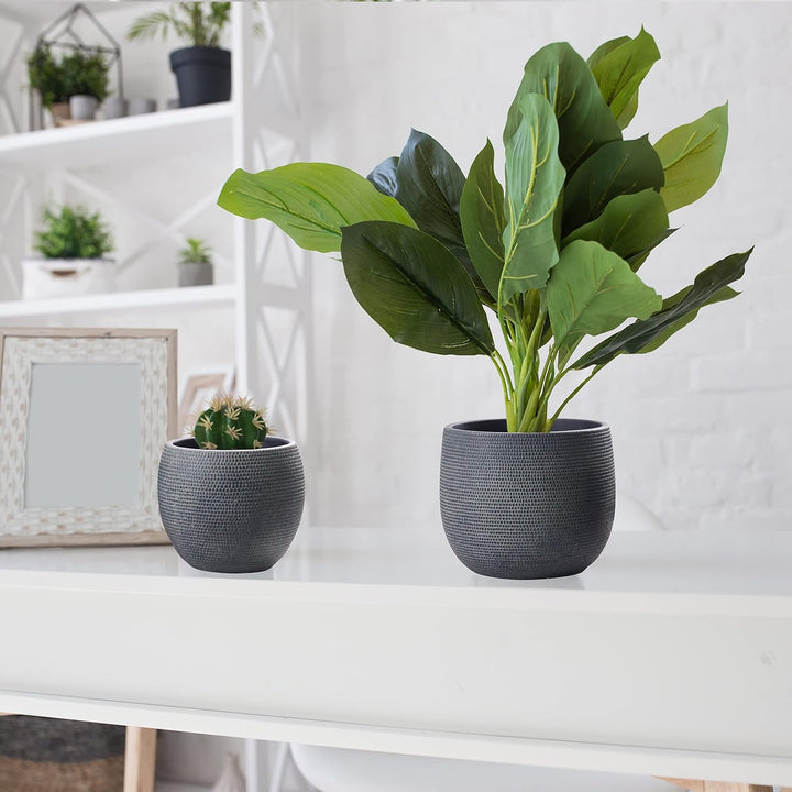Olly & Rose Barcelona Keramik-Blumentopf-Set 2 – Pflanzgefässe für drinnen und draussen, Schwarz, Sc