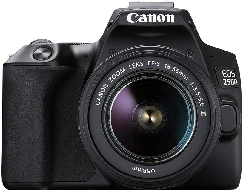 Canon EOS 250D Digitalkamera - mit Objektiv EF-S 18-55mm F4-5.6 is STM & EF 75-300mm F4.0-5.6 III Zo