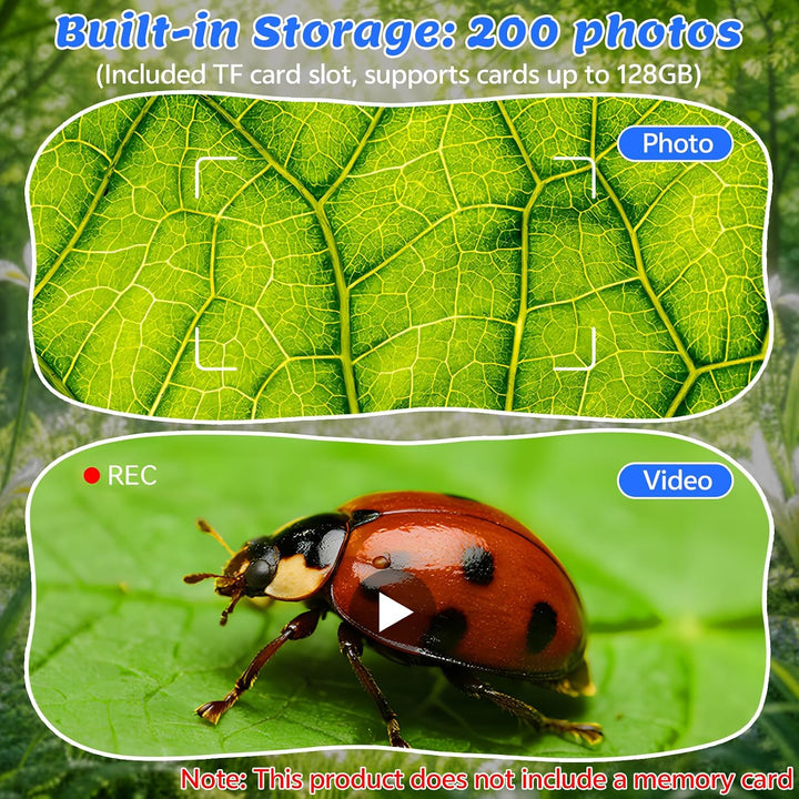 2-in-1 Digitales Mikroskop für Kinder, 1080P HD 2.0" Bildschirm Taschenmikroskop, 1000X, 8 LED Foto